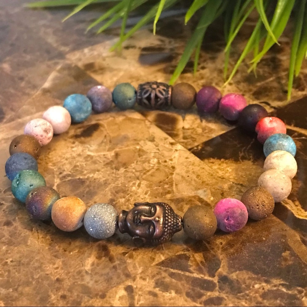 New Men’s Trendy Colorful Natural Stone Beaded Bracelet - Picture 6 of 7